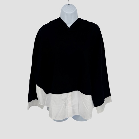 Kenneth Cole Sweaters - NWT Kenneth Cole Black Hooded Sweatshirt White Button Down Underneath Large